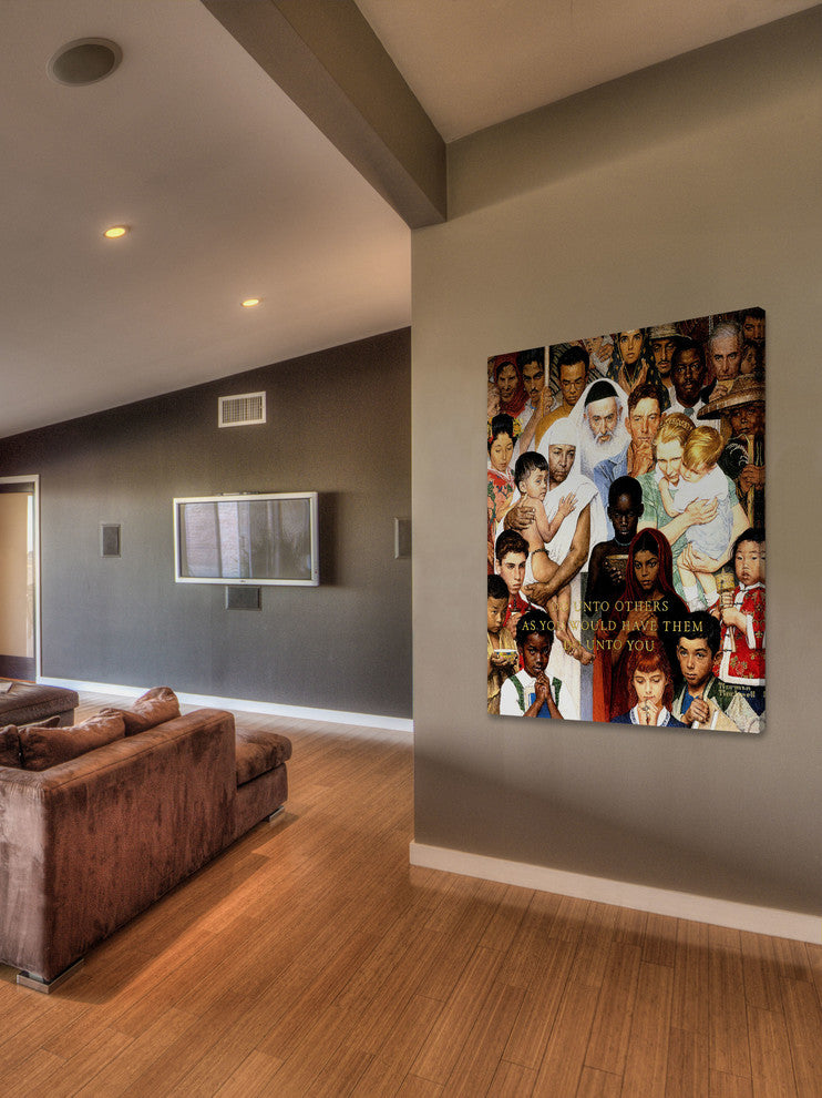 "Golden Rule" Painting Print on Canvas by Norman Rockwell