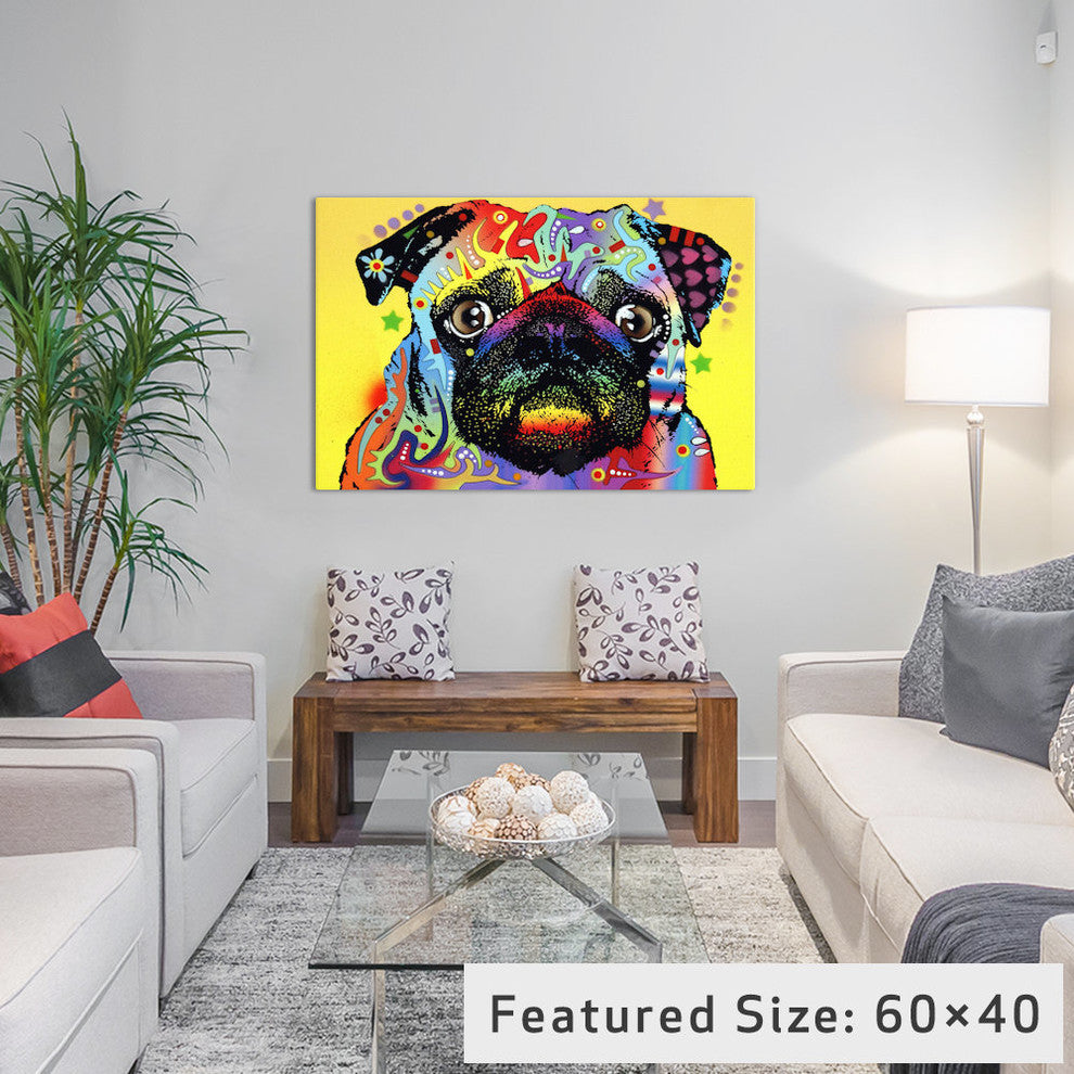 "Pug" Wrapped Canvas Art Print, 40x26x1.5
