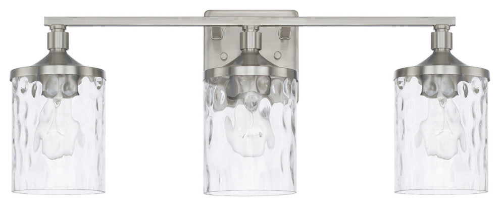 Colton Three Light Vanity, Brushed Nickel