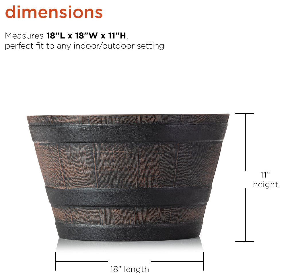 Barrel Planter, Bronze, Small, 18"