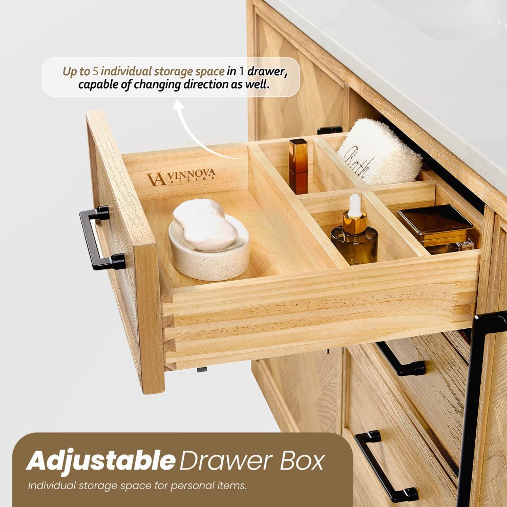 Jakarta Bath Vanity, Quartz Top No Mirror, Weathering Light Brown, 36", Single Vanity