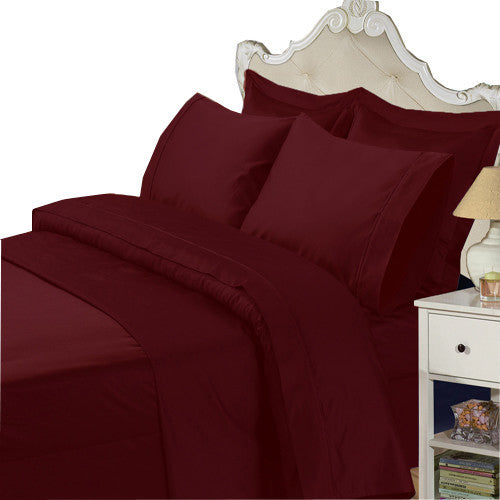 100% Cotton 600 TC Solid Duvet Cover Set, Burgundy, Full/Queen