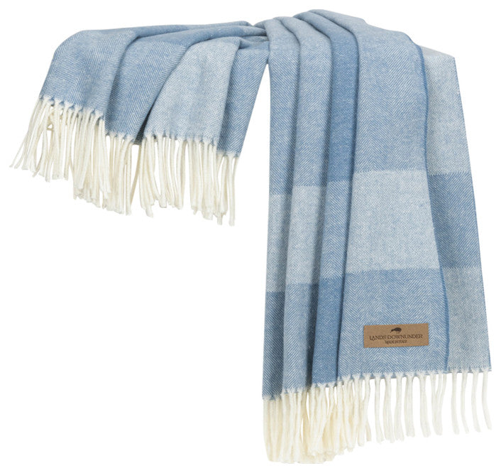 Hampton Plaid Italian Herringbone Throw, Chambray
