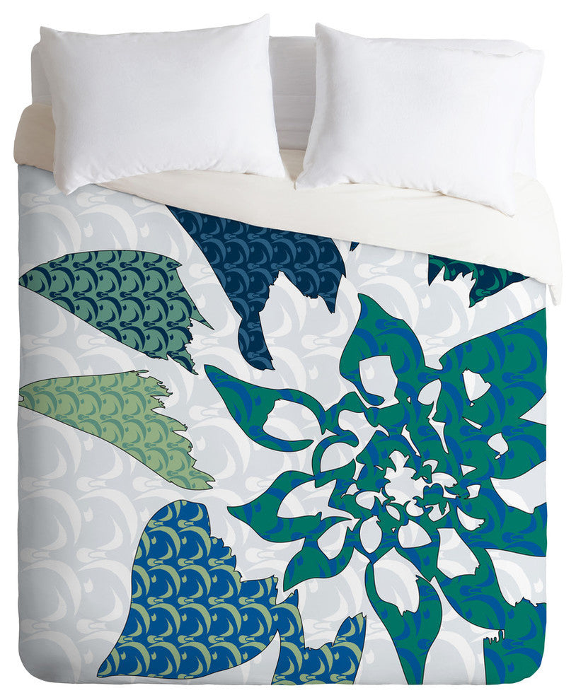 Deny Designs Karen Harris Constance In Blue Blossom Duvet Cover-Lightweight