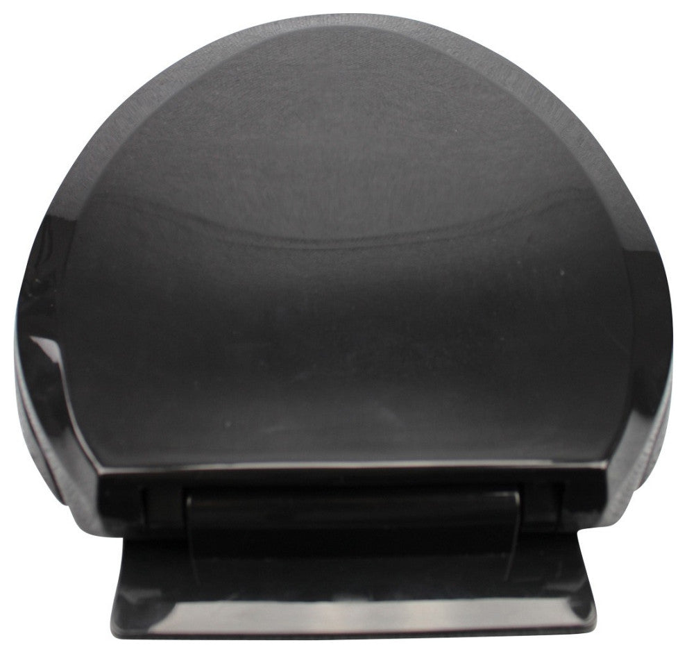 Black Elongated Toilet Seat with Non Slip Oval Seat Bumpers and Adjustable Hinge