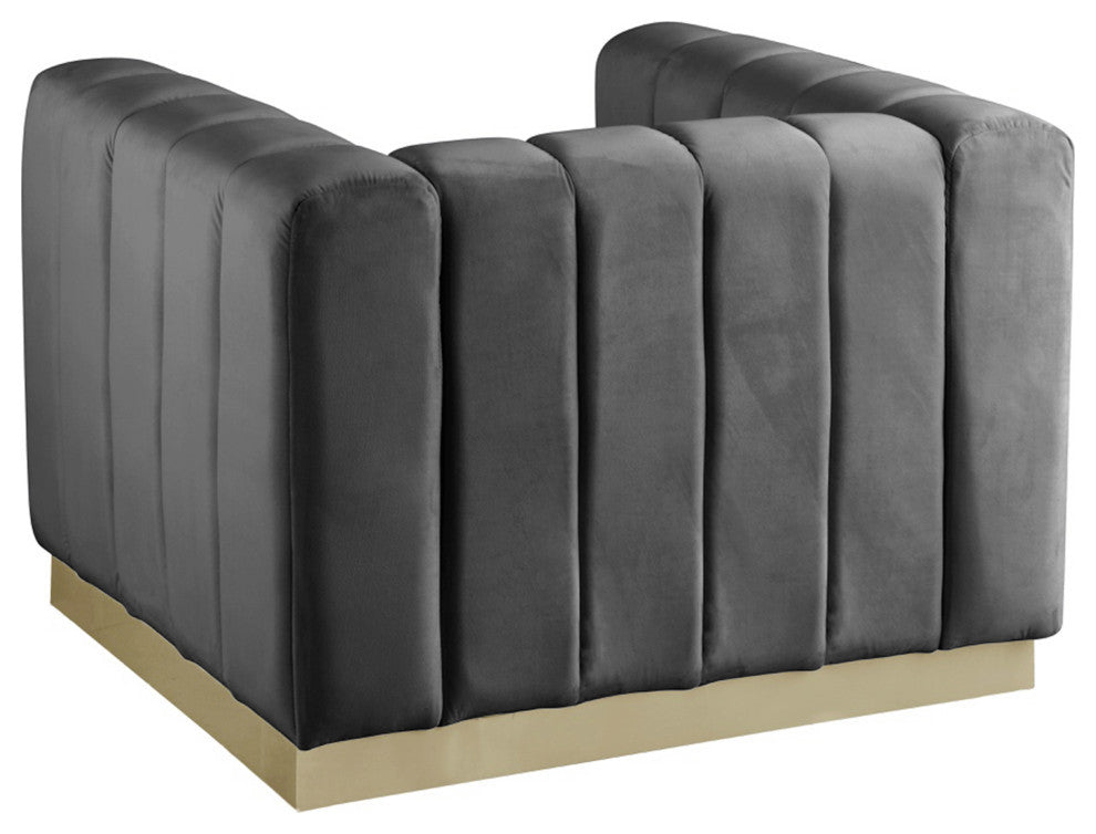 Marlon Velvet Upholstered Chair, Gray