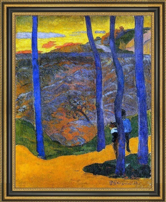 Paul Gauguin Blue Trees - 20" x 25" Framed Premium Canvas Print