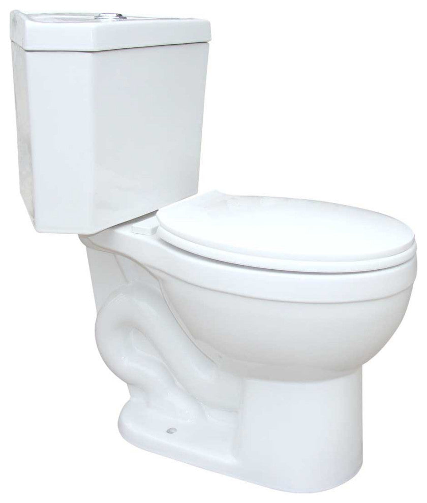 Troyt White Corner 2-Pc Round Toilet White WaterSense Dual Flush