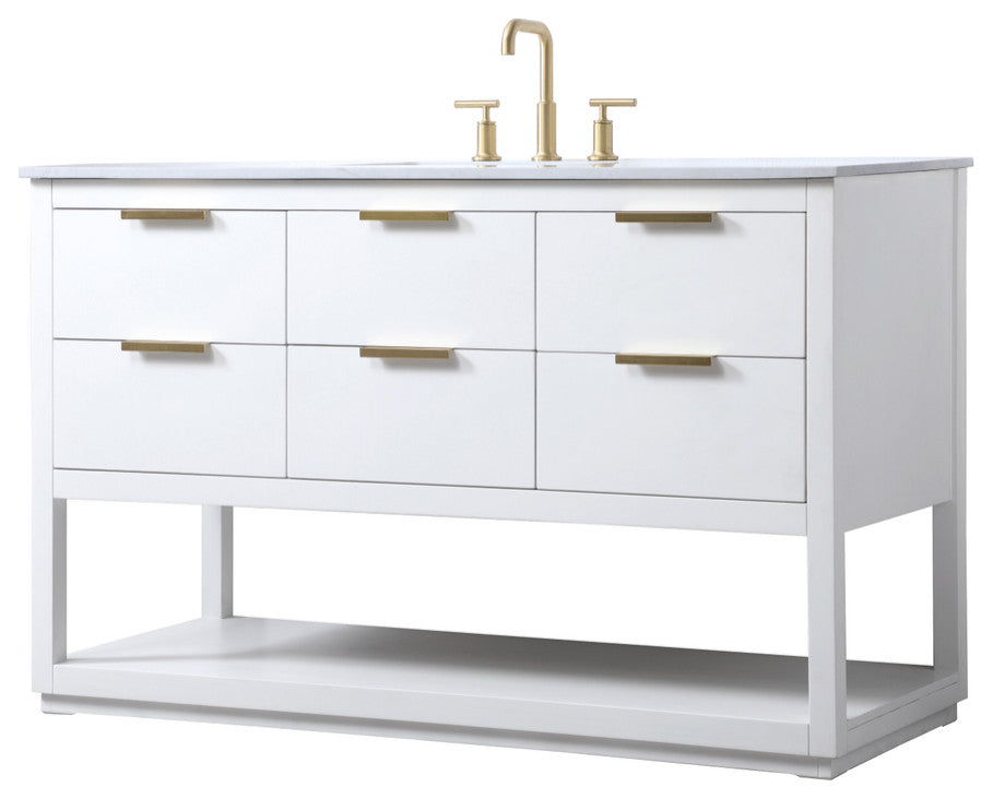 Louie 54" SIngle Bathroom Vanity, White