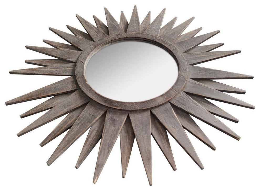 Wooden Sunburst Wall Mirror