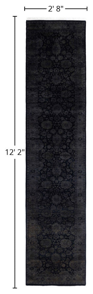 Overdyed One-of-a-Kind Hand-Knotted Area Rug Black, 2' 8" x 12' 2"