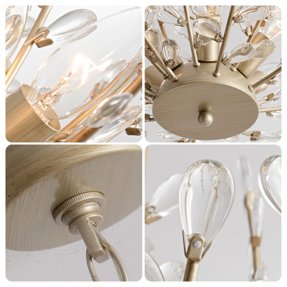 Daisy 6-Light Brushed Champagne Silver Crystal Chandelier