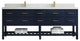 Parker 84 Double Sink Bathroom Vanity, Navy Blue 2" White Quartz