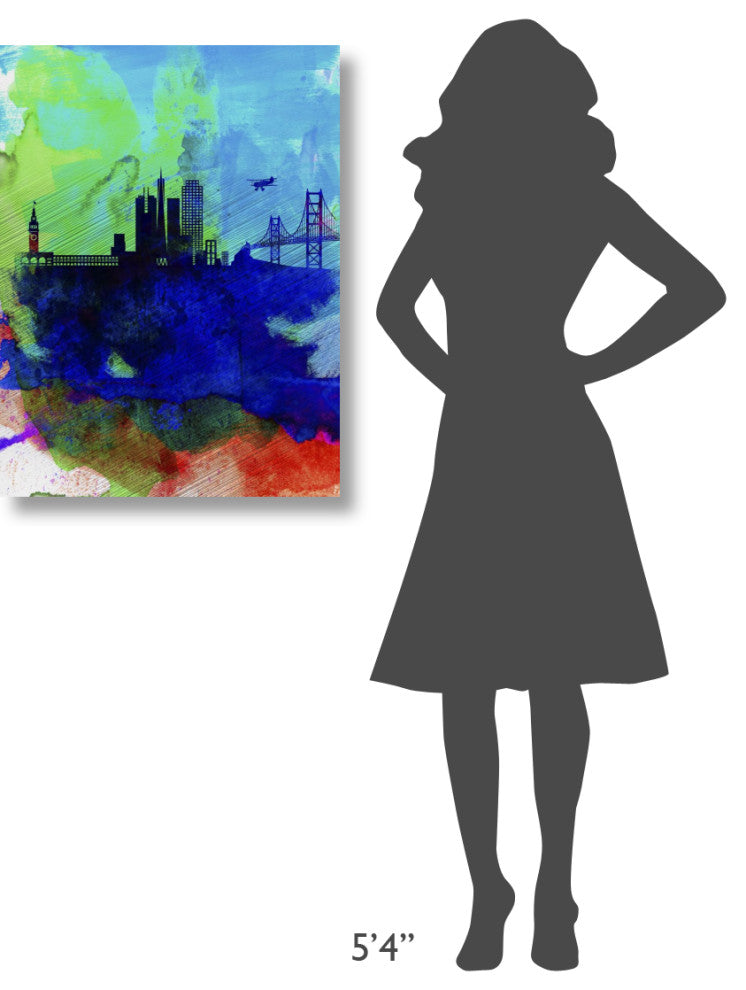 "San Francisco Watercolor Skyline 2" Fine Art Print
