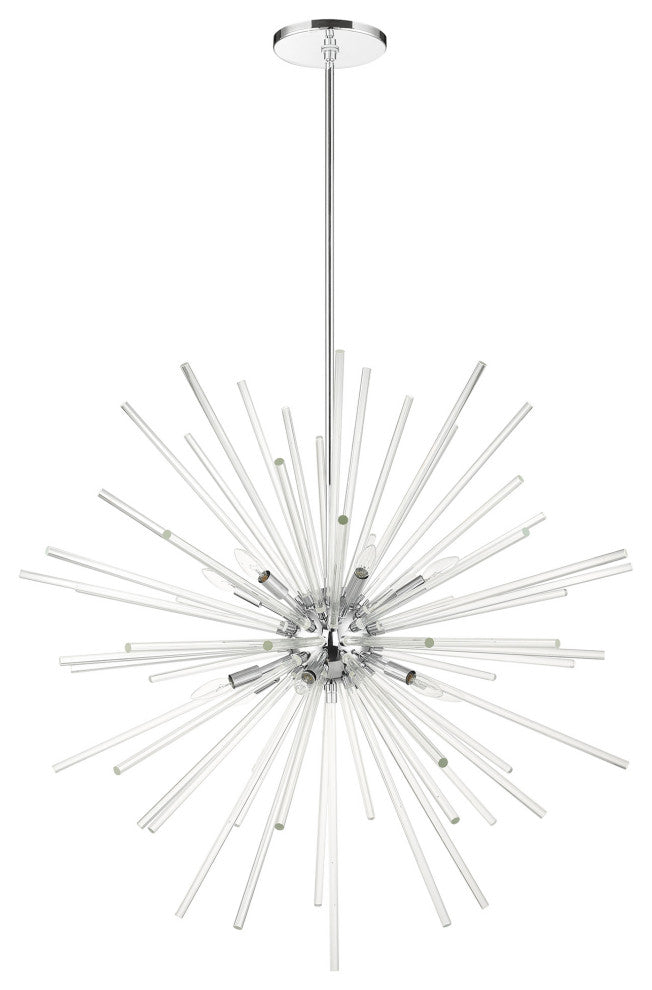 Polished Chrome Sparkling, Mid Century Modern, Foyer Pendant Chandelier