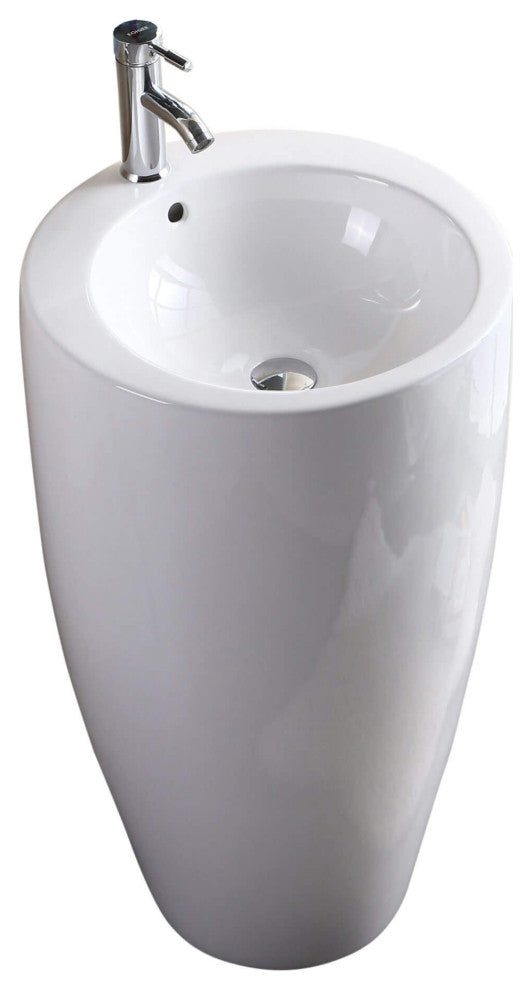 Fine Fixtures Island Pedestal, Elegant 1-Piece Pedestal Sink, Vitreous China