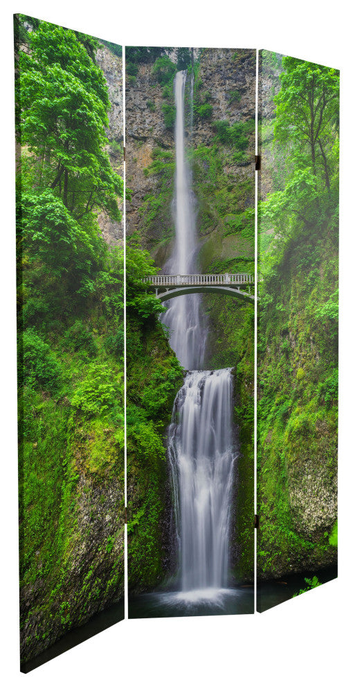 6' Tall Double Sided Mountaintop Waterfall Canvas Room Divider
