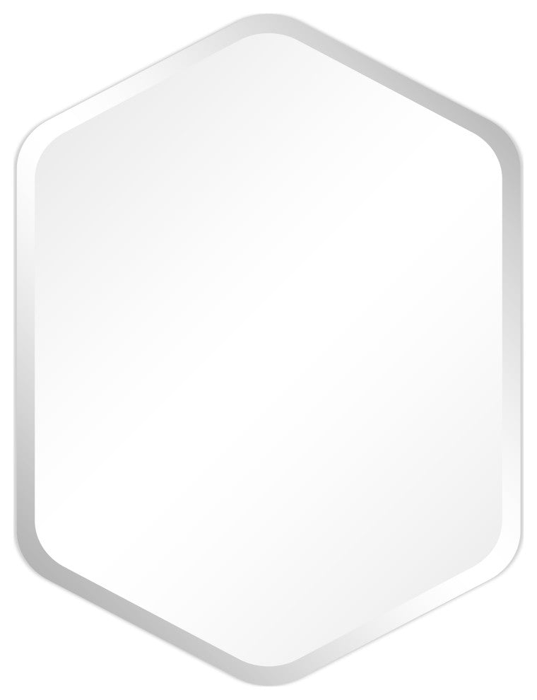 Frameless Beveled Hexagonal Black Matte Finished Wall Mirror