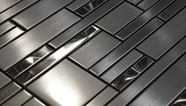 Stainless Steel Magic Pattern Mosaic Blend Tile, 12"x12", Set of 30
