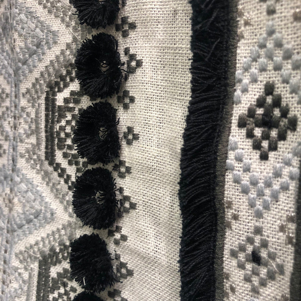 Plutus Scandanavian Stripe Black, White Geometric Luxury Throw Pillow, 18"x18"