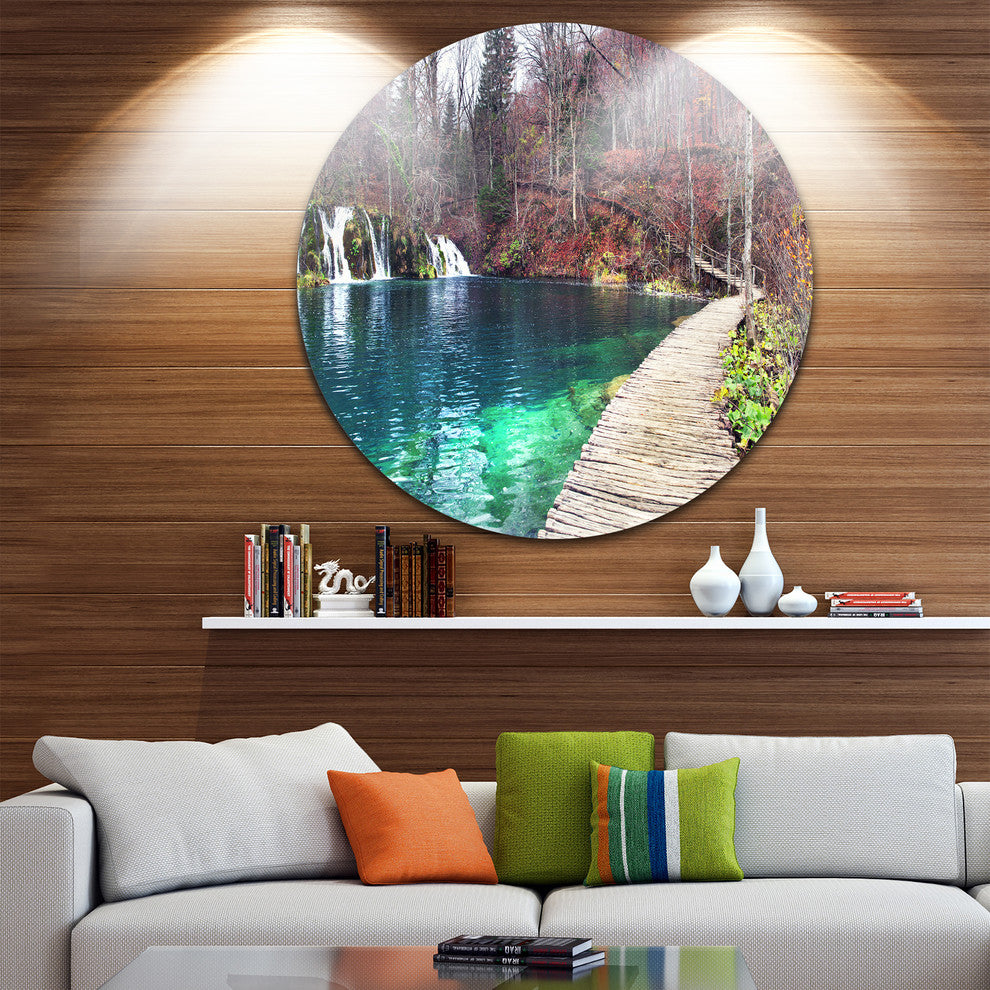 Plitvice Lakes National Lark, Landscape Photography Round Wall Art, 36"
