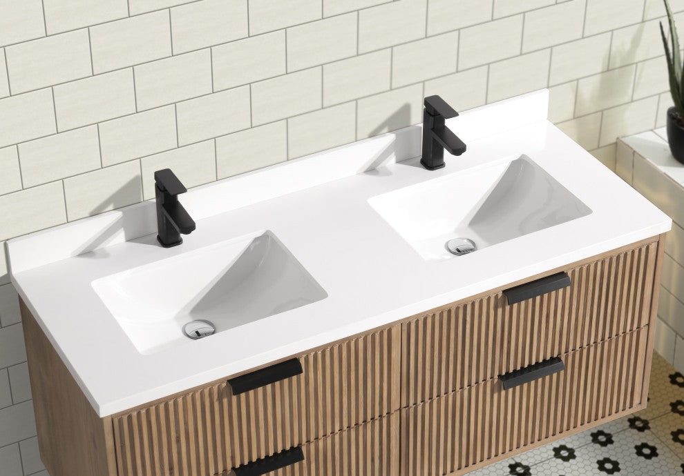 Ari Kitchen and Bath San Diego Bath Vanity, Weathered Fir, 55", Floating