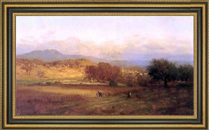 George Inness Autumn Landscape Framed Premium Canvas Print, 15"x30"
