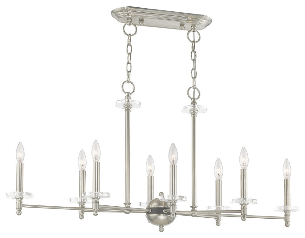 Livex Lighting Brushed Nickel 8-Light Linear Chandelier