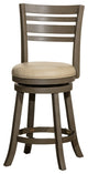DTY Indoor Living Granby Slat Back Swivel Stool, 24" Counter Stool, Weathered Gray, French Gray