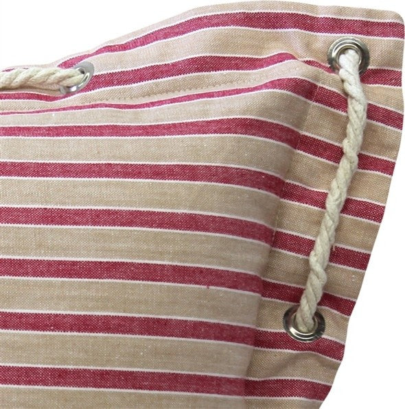 Pillow Decor - Nautical Stripes Pink Cotton Throw Pillow 16x16