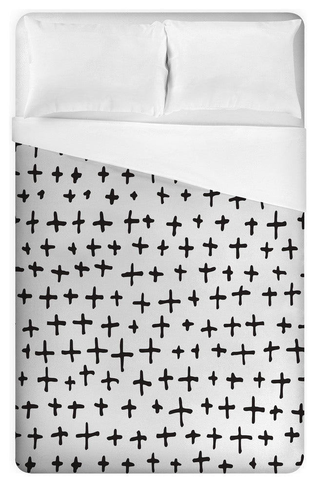 Hand-Drawn Swiss Cross Queen Duvet Cover