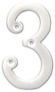 4" Brass Numeral, 3, Polished Chrome