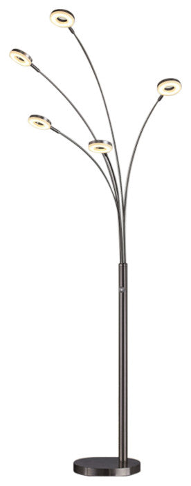 Artiva UFO Super Bright LED 5-Arched Floor Lamp with Touch Dimmer, 73"H