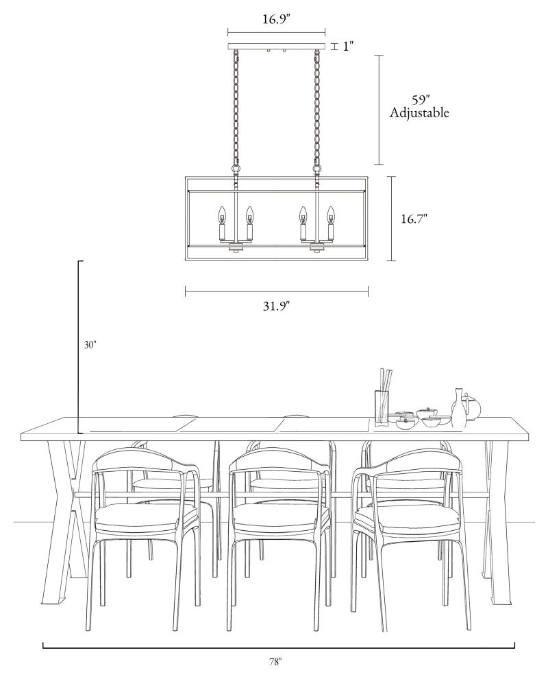 LNC Ellan 8-Light Polished Brass and Matte White Modern Kitchen Island Light
