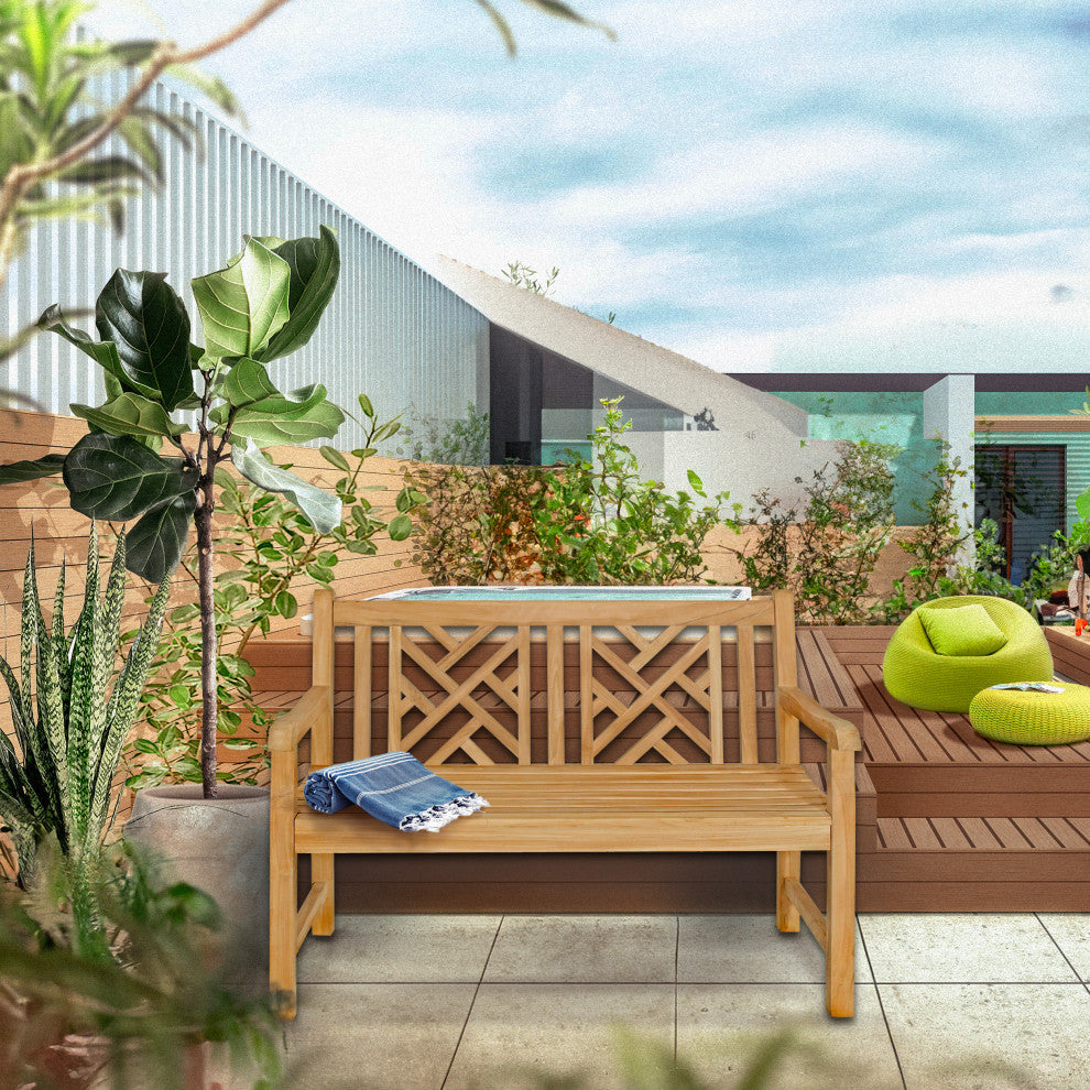 Teak Wood Saint Thomas Outdoor Patio Bench, 4 Foot