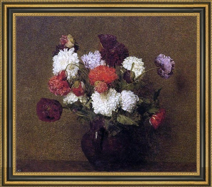 Henri FantinLatour Flowers: Poppies Framed Premium Canvas Print, 16"x20"