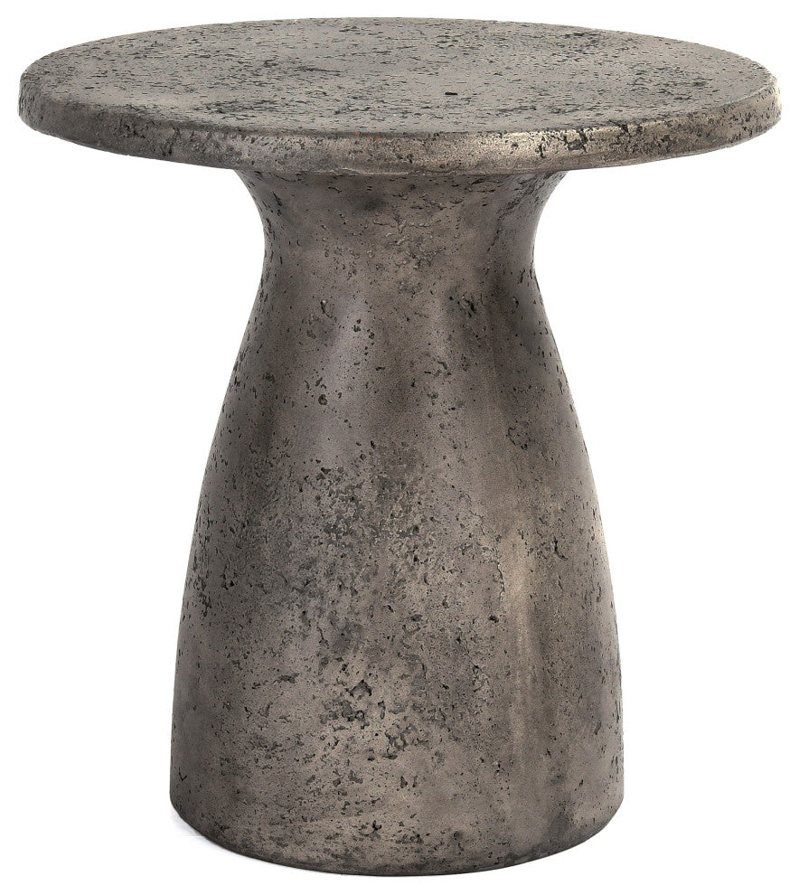 Collins 16" Concrete Outdoor Accent by Kosas Home   , Dark Gray