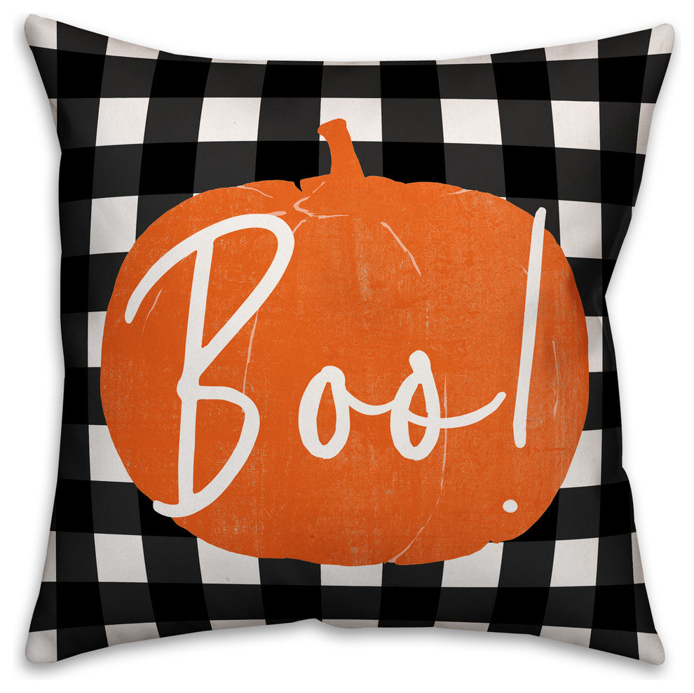 Boo Buffalo Check Throw Pillow