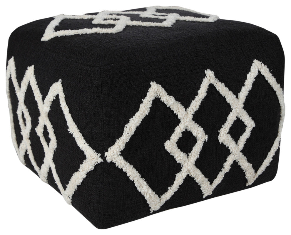 Textured Overlapping Diamonds Pouf Ottoman