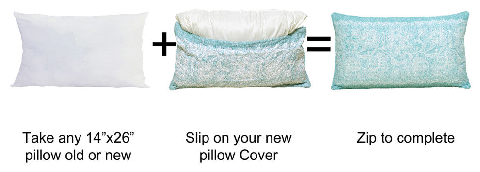 Printed Microfiber Pillow Covers, Set of 2, Emma Teal Aqua