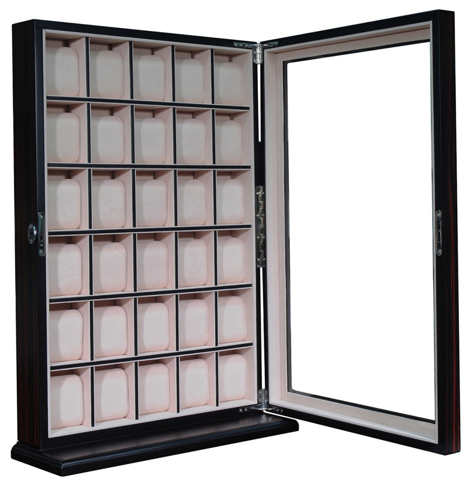 30-Piece Wood Watch Box Display Case, Ebony