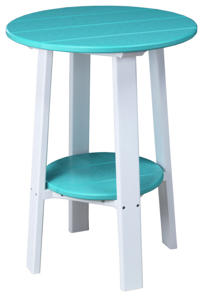Poly Deluxe 28" End Table, Aruba Blue & White