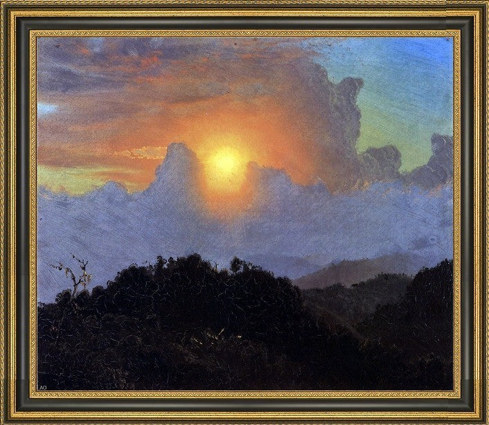Frederic Edwin Church Cloudy Skies Sunset Jamaica Framed Canvas Print, 16"x20"