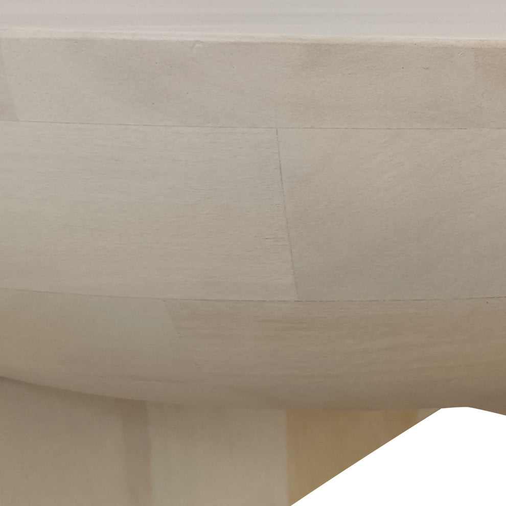 Tomas 32" Coffee Table Mango Wood Drum Top Classic Washed White