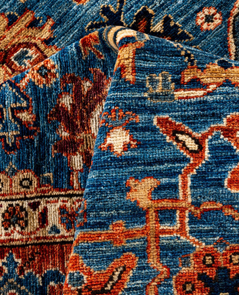 Serapi One-of-a-Kind Hand-Knotted Area Rug Light Blue, 6'4" x 8'9"