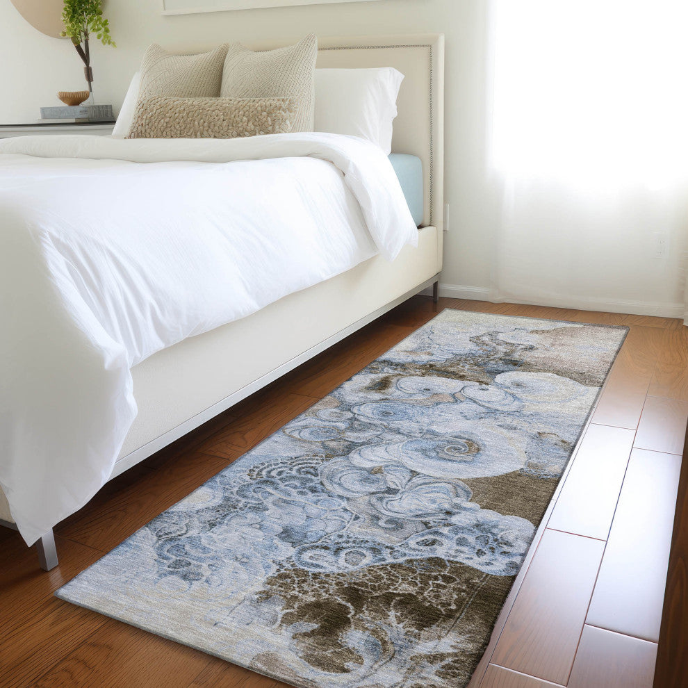 Machine Washable Indoor/Outdoor Chantille ACN1860 Taupe 2'3" x 7'6" Runner Rug