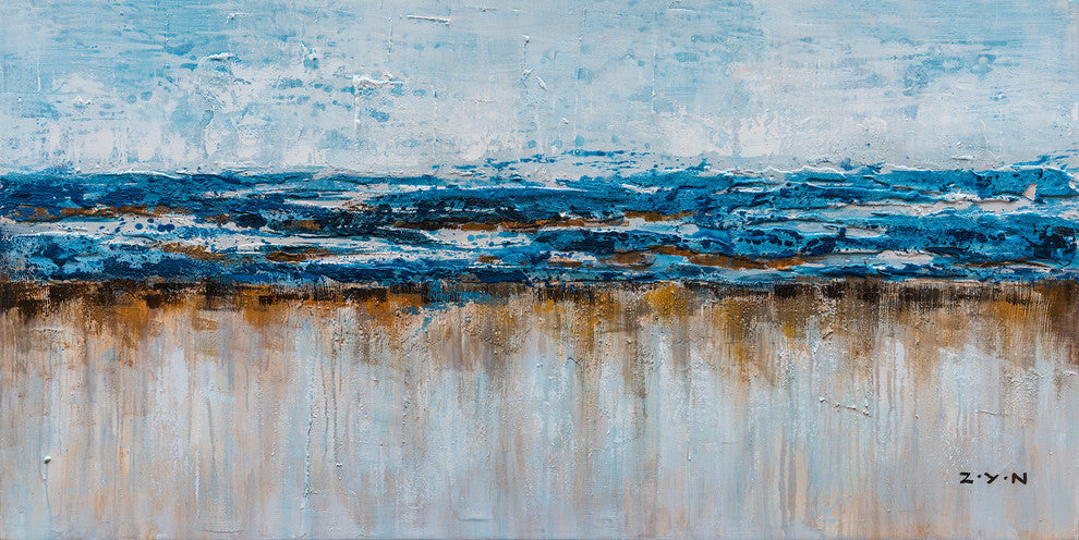 Hand Painted "Abstract Ocean Beach" Canvas original Artwork; Fine Modern Art