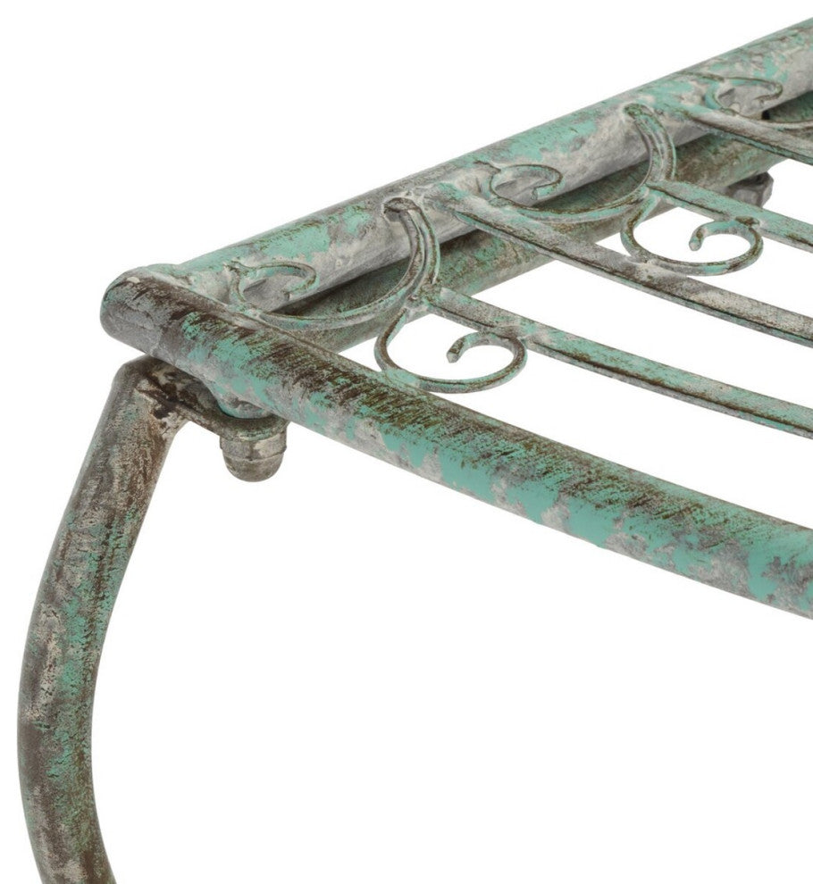 Safavieh Abia Wrought Iron 50" W Outdoor Tree Bench Antique Green