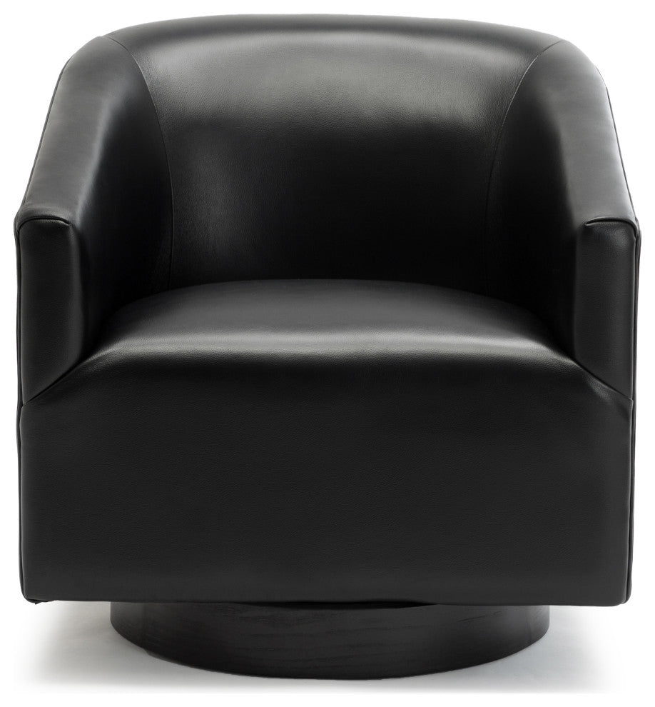 Geneva Charcoal Wood Base Swivel Chair, Black