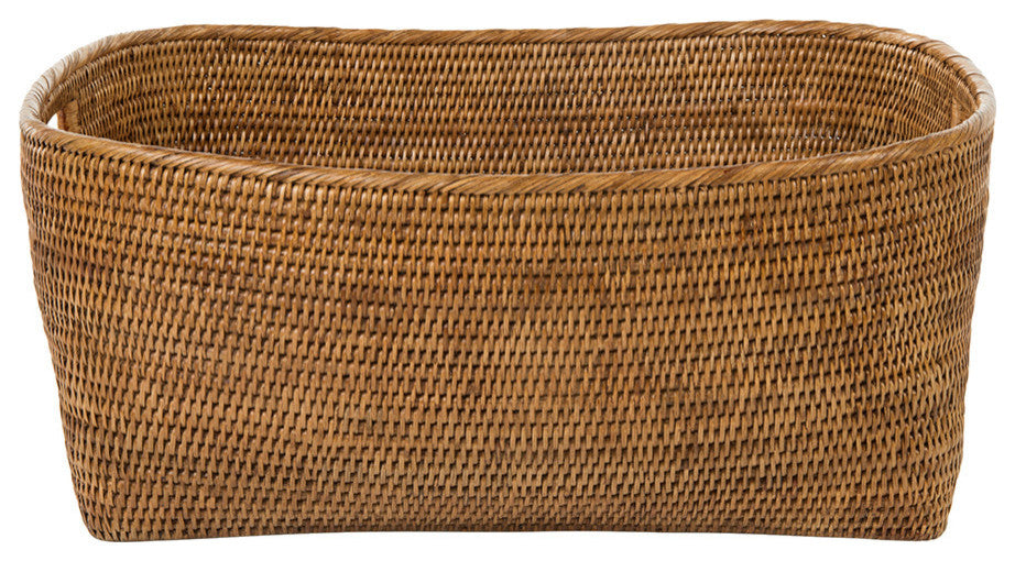 La Jolla Rattan Oblong Storage Basket, Large, Honey-Brown